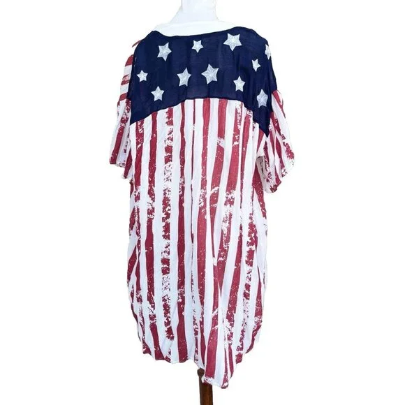 Preowned Dee Elly Womens American Flag Shawl Cardigan Size S - Picture 5 of 8